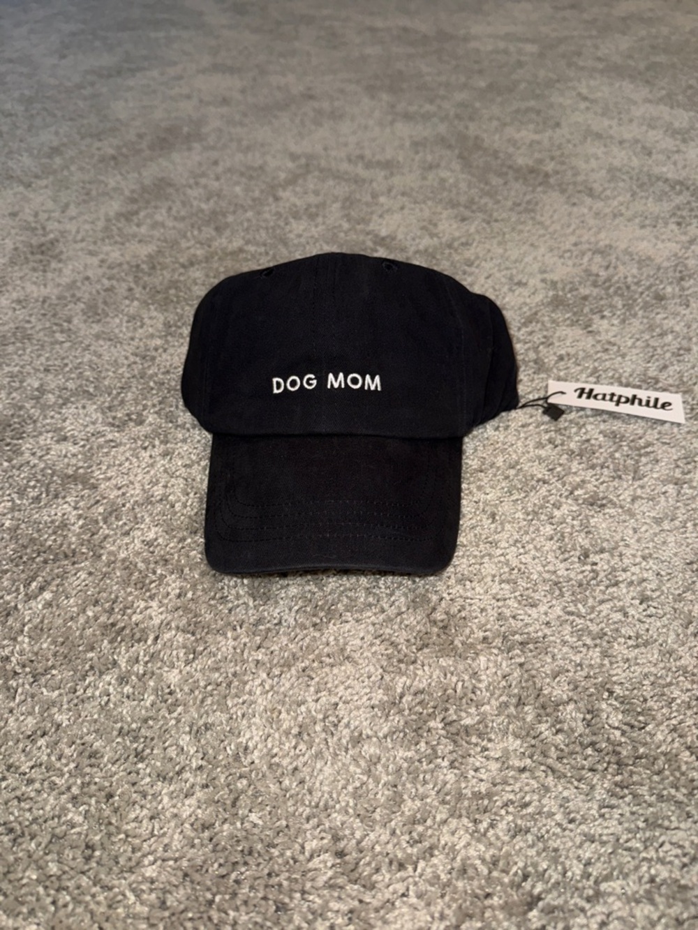 Black "DOG MOM" Baseball Cap by Hatphile